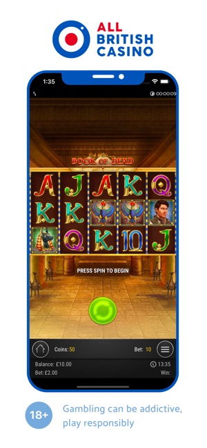 All British Casino app on mobile phone