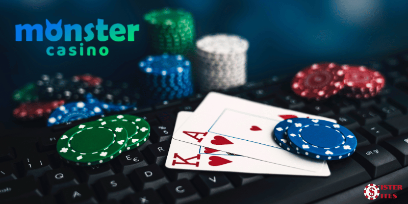 Monster casino logo with gambling elements