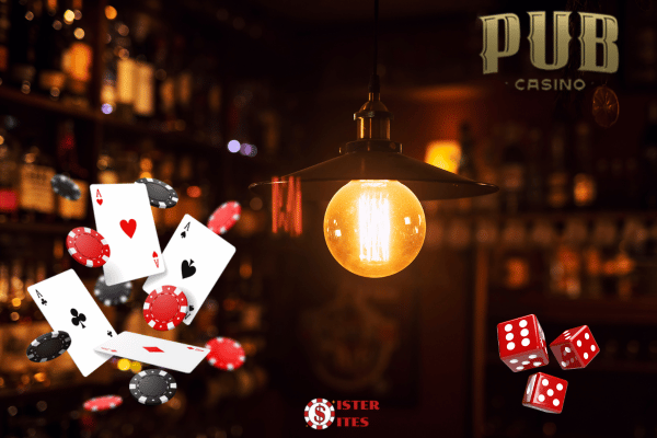 Logo with the pub background and casino elements